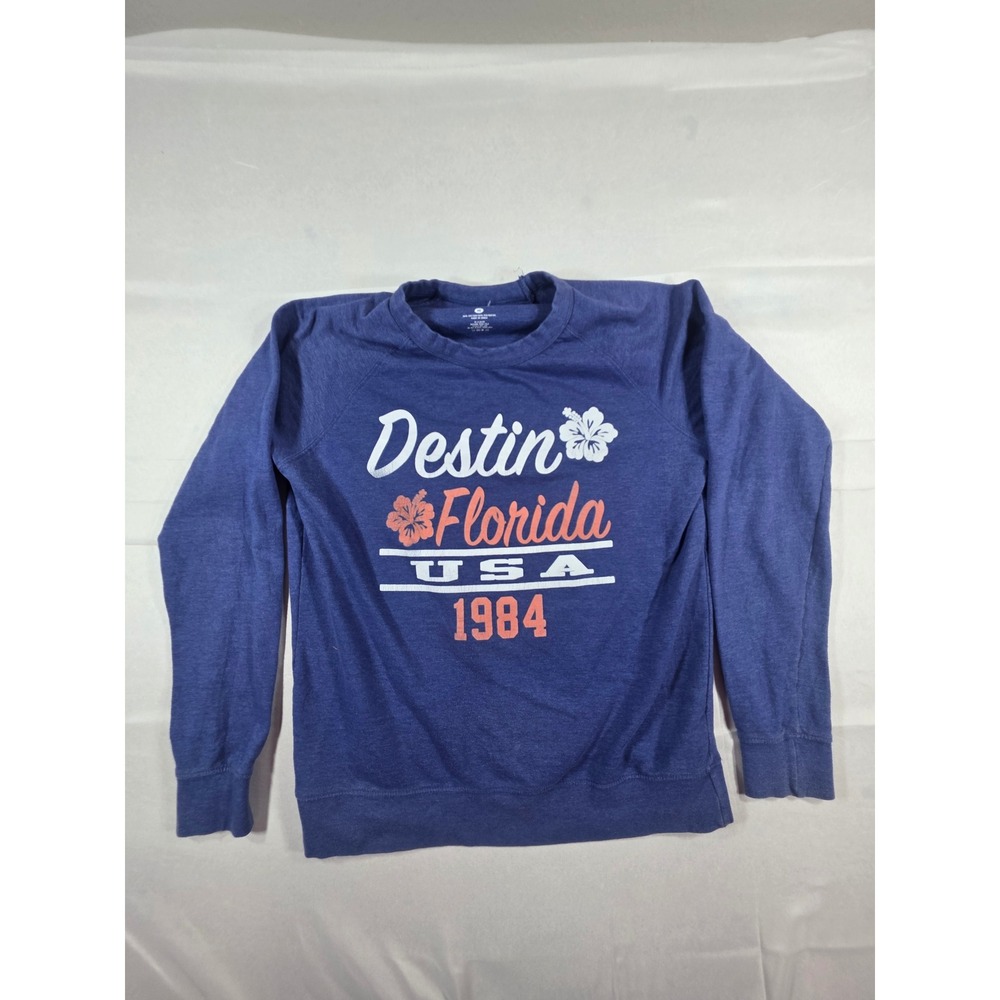 Surf Style Destin Florida USA 1984 Sweatshirt Mens Medium Blue Raglan Pullover